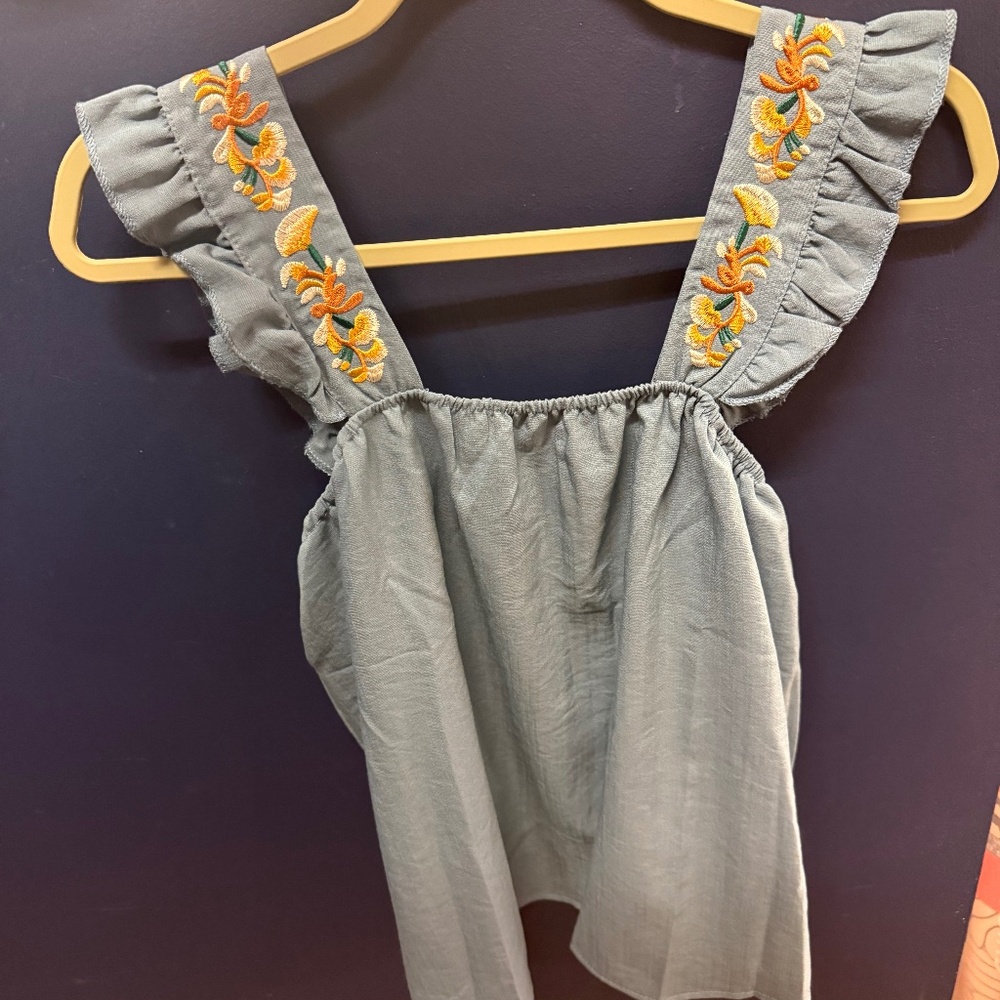 Miss Sparkling Blue Flower Short Sleeve Top